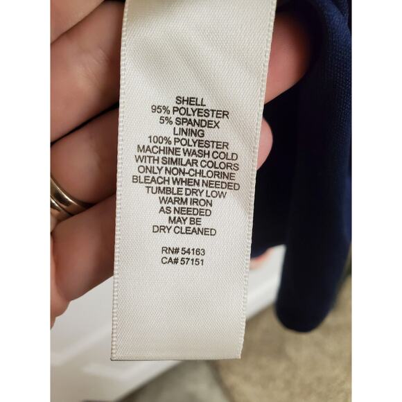 Women's Eliza J Navy & Pink Floral Knee Length Dress w/ Bell Sleeves | Size 8 - Picture 10 of 10